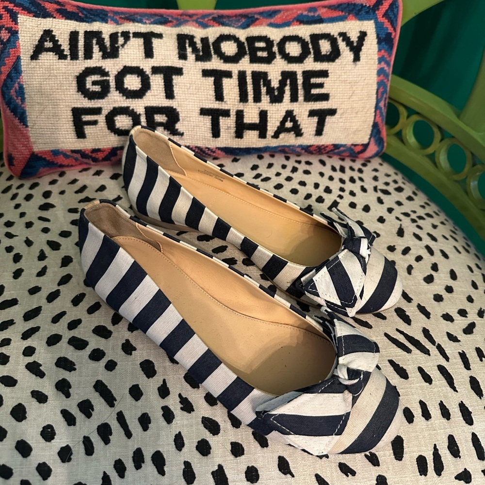 J.Crew Striped Navy and White Women's Flats